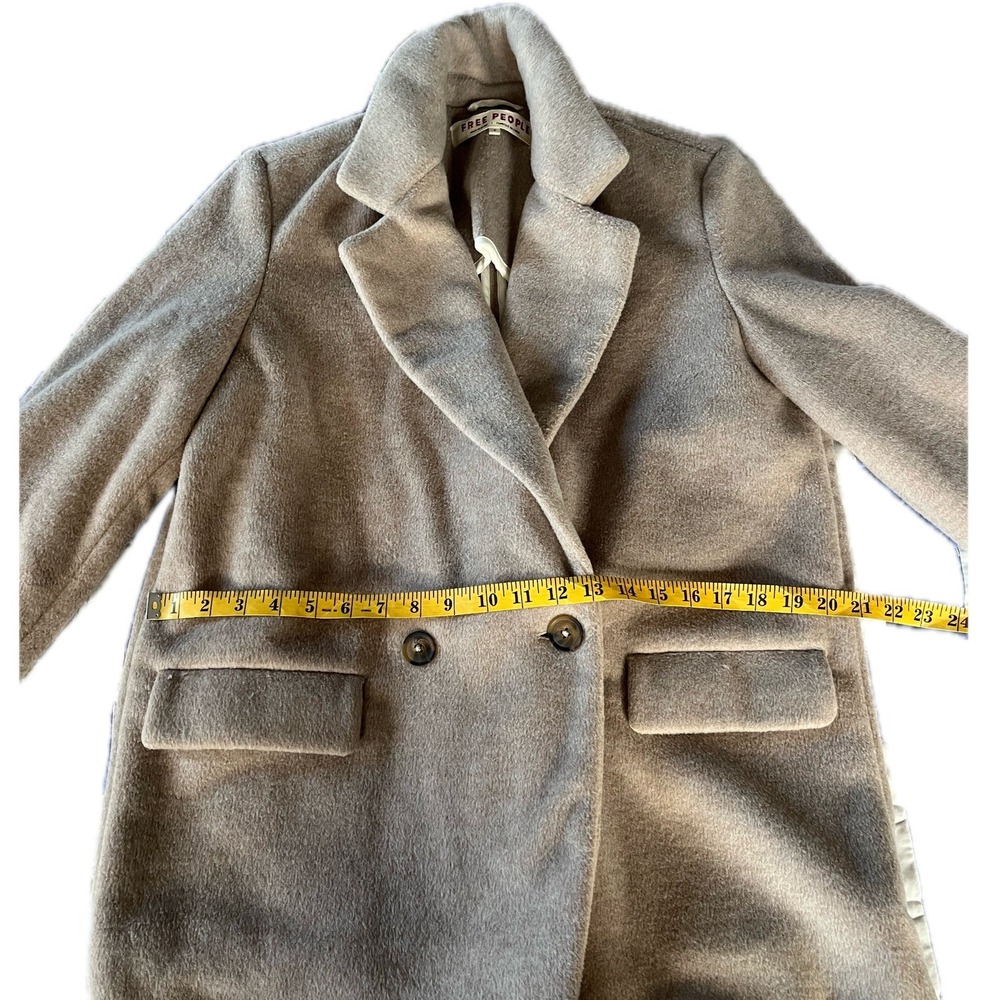 Free People Oversized Double Breasted Wool Blend Blazer Coat Tan Size S - Picture 5 of 9